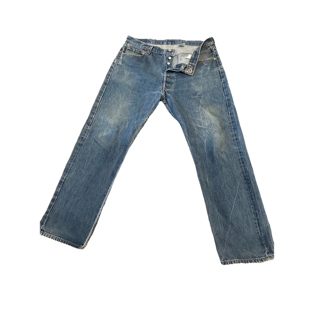 Vintage Levis 501xx Button Fly Jeans 38x33 Blue Denim Straight Leg 501-0000